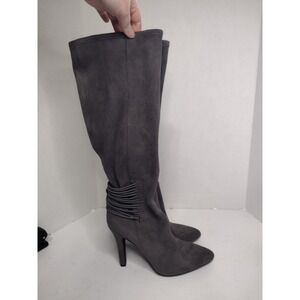 BCBGeneration Eclipse Grey Faux Suede Tall Stiletto Boots Pointed Toe Womens 7B